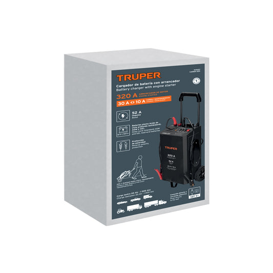 Cargador de Baterías TRUPER 320A con Arrancador 12V/24V - Solución Profesional para Baterías Descargadas y Arranque de Emergencia