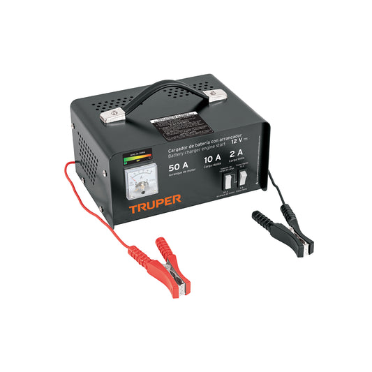 Cargador Arrancador Baterías CARBA-50 10A/50A 12V-24V - Solución Completa para Autos, Camiones, Tractores y Motocicletas