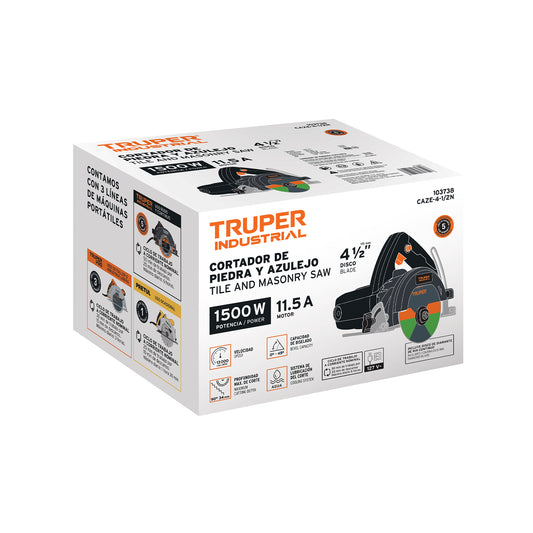 Cortadora de Azulejos TRUPER Industrial 4-1/2" 1320W - Cortes Precisos y Profesionales para Cerámica y Porcelanato - CAZE-4-1/2N