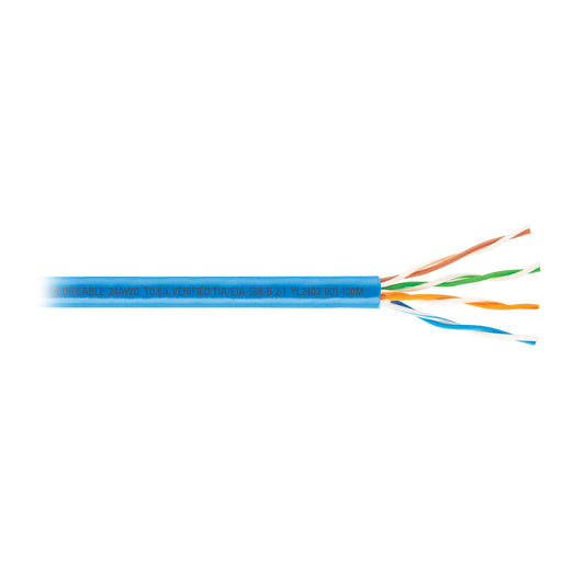 Cable UTP CAT5E VOLTECK por metro, bobina de 100m color azul. Ideal para redes de datos.