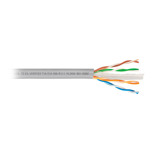 cable UTP CAT6 por metro o en bobina de 100m color gris marca VOLTECK. Ideal para redes de alta velocidad.