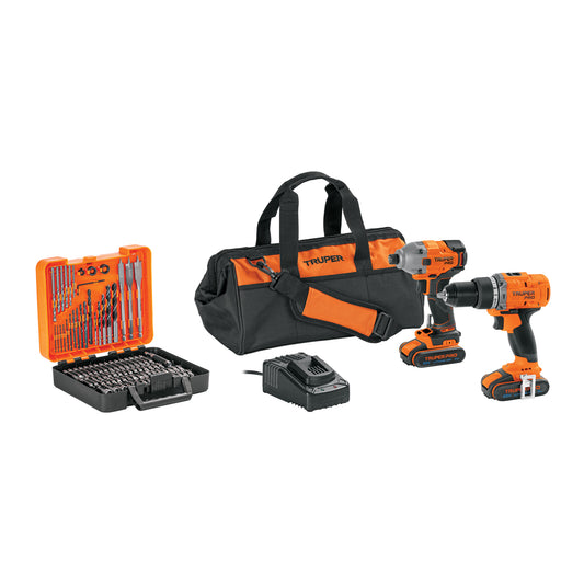 Combo Rotomartillo Destornillador Impacto 20V TRUPER PRO Brushless + 100 Accesorios