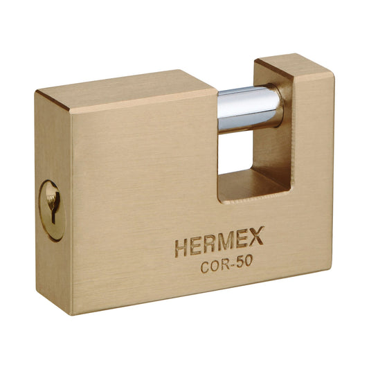 Candado antipalanca 50mm con cuerpo de latón y llave tradicional HERMEX