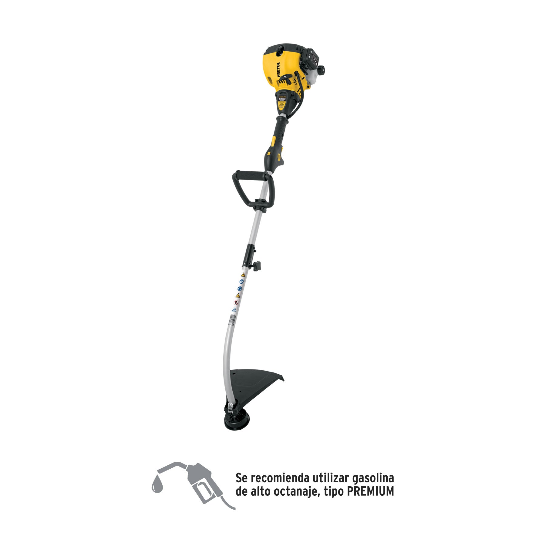 Desbrozadora a gasolina 25cc mango tipo "D", 17"corte, curvo "Guiro, M