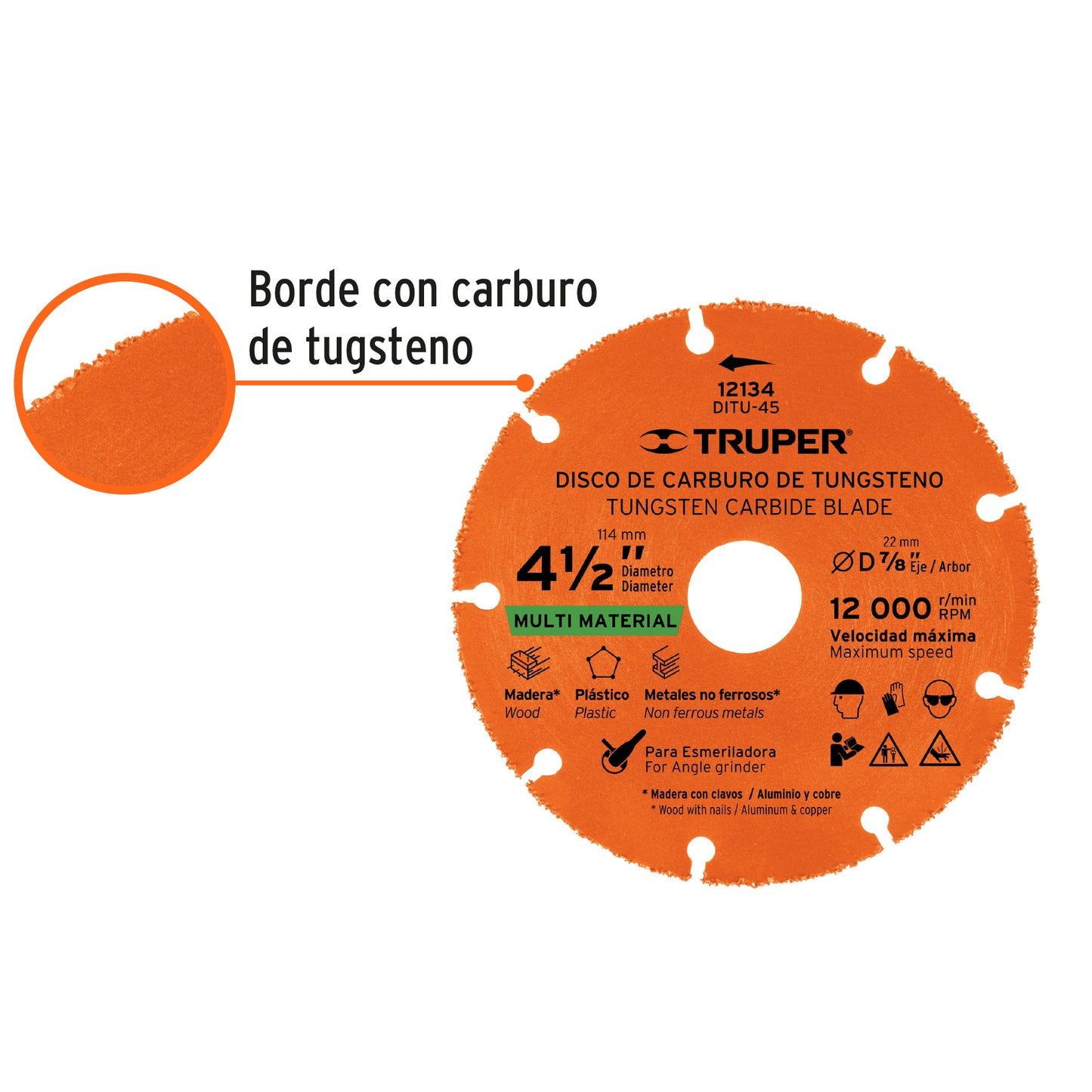 COMBO Esmeriladora Truper Ergo Pro 850W + Disco para Cortar Madera 4-1/2