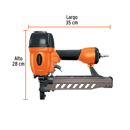 Engrapadora Neumática TRUPER Calibre 16 Profesional - Grapas 3/4 a 2 Pulgadas - Sistema Cambio Rápido - Solución Eficiente para Tapicería y Carpintería