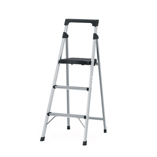 Escalera Tubular Plegable Truper 3 Peldaños Aluminio Antiderrapante - Solución Segura para Trabajos en Altura hasta 1.68m - ESTU-3A