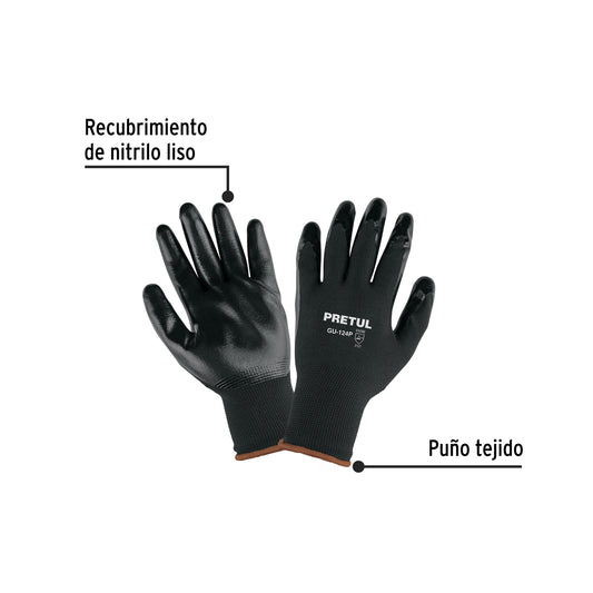 Guantes de Nitrilo Pretul GU-124P - Protección Antideslizante para Trabajo Húmedo y Seco XG