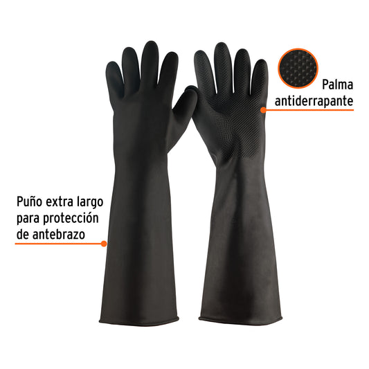 Guantes de Látex Industrial TRUPER GU-322 - Protección Química Antiderrapante con Puños Largos para Limpieza y Desengrase Industrial