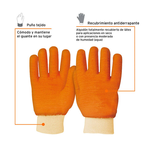 Guantes de Seguridad Industrial TRUPER GU-435 - Algodón con Recubrimiento Látex - Agarre Superior para Construcción y Manejo de Vidrio