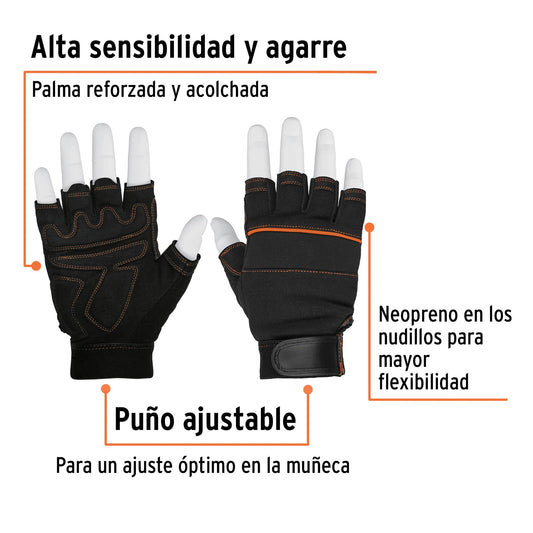 Guantes Mecánico Sin Dedos TRUPER GU-655 - Antivibración Carnaza Sintética para Mantenimiento Industrial