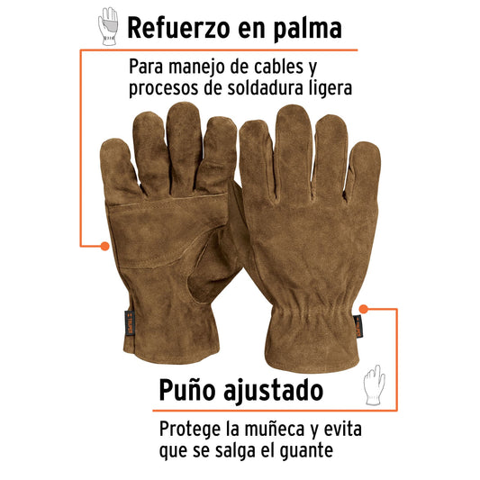 Guantes de Carnaza para Electricista TRUPER GU-715 - Resistentes Abrasión con Refuerzo Palmas - Protección Soldadura y Cables Eléctricos
