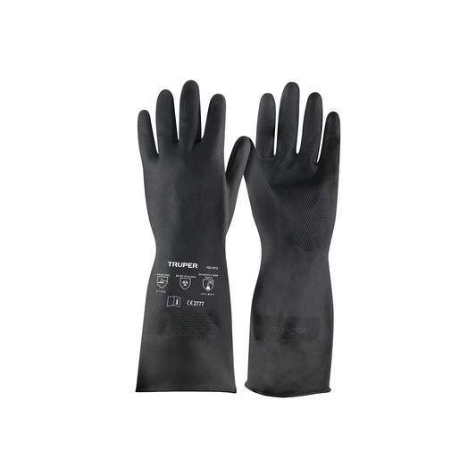 Guantes de Neopreno Resistentes a Químicos TRUPER GU-812 - Protección Profesional contra Ácidos, Solventes y Aceites - Talla M Antiderrapantes