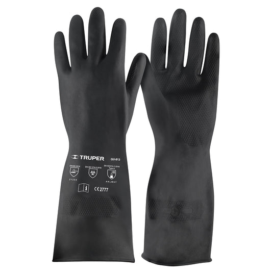 Guantes de Neopreno Químicos TRUPER GU-813 - Resistentes a Ácidos, Solventes y Aceites - Protección Industrial Antiderrapante