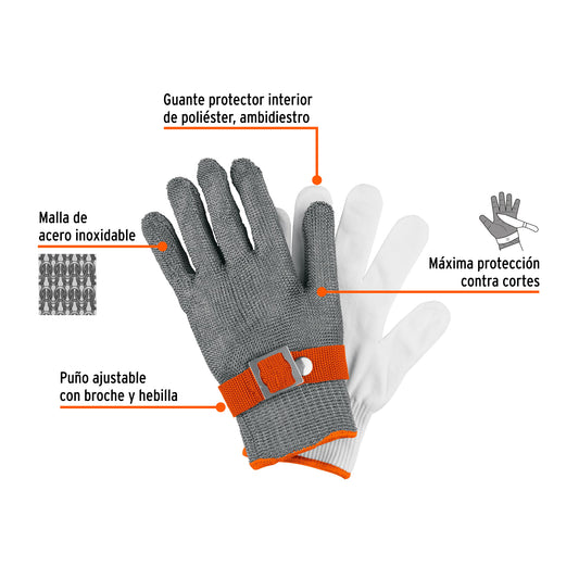 Guante Anticorte Profesional Truper GU-921 - Protección Máxima Acero Inoxidable para Industria Alimenticia y Construcción