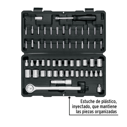 Juego de Herramientas Pretul 60 Piezas 1/4" y 3/8" para Mecánico Profesional - Kit Completo con Estuche Organizador JUDA-60P