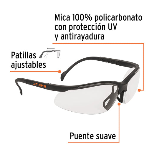 Lentes de Seguridad Antiempañantes Transparentes Vision LEDE-ST-AE - Protección UV Policarbonato para Industria y Construcción