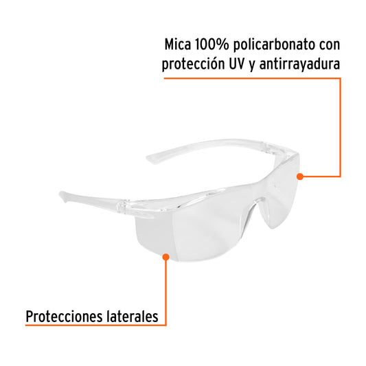 Lentes de Seguridad Transparentes Truper Ultralite LEN-LT - Protección UV Antirayadura Policarbonato - Solución Profesional para Industria Construcción Taller y Hogar