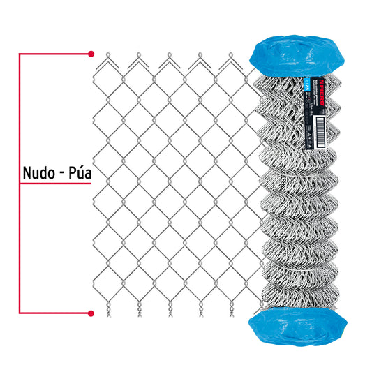 Malla Ciclónica Galvanizada Cal.12.5 - Rollo 1.25x20m para Cercado Industrial, Residencial y Delimitación de Perímetros