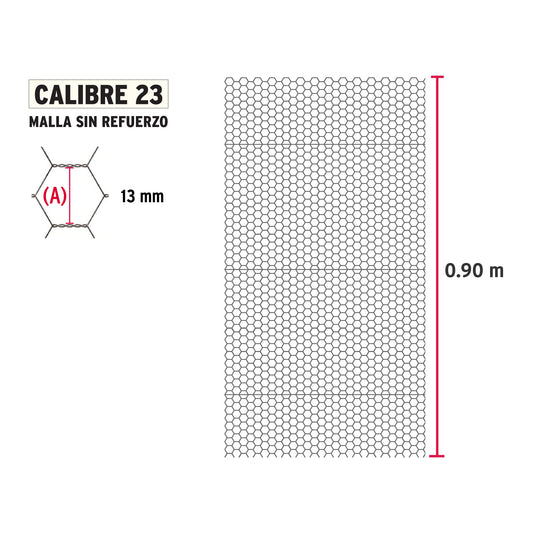 Tela de Pollo Galvanizada Cal.23 - Rollo 0.90x45m para Cercado y Protección de Perímetros