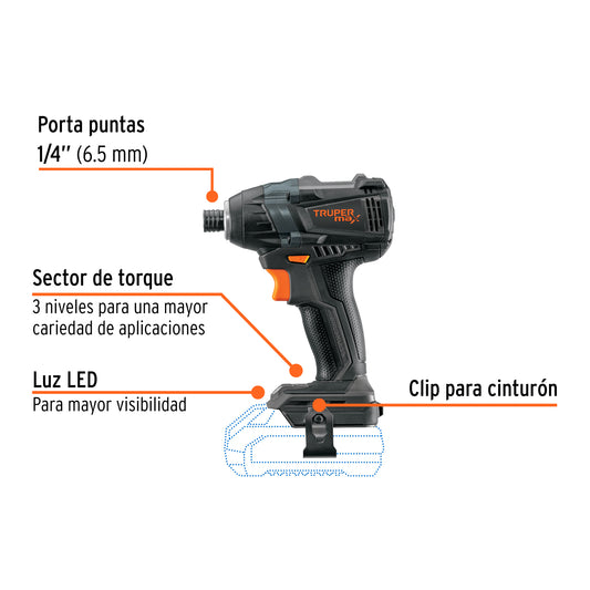 Destornillador de Impacto Inalámbrico 20V MAX-20DS Brushless - Solución Profesional para Pijas Extralargas en Metal