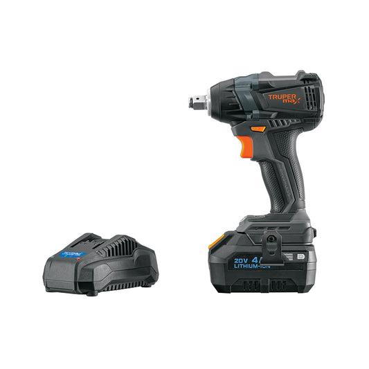Llave de Impacto Inalámbrica 1/2" 20V MAX-20L Truper - 155 lb/ft Motor Brushless con Batería 4Ah - Solución Profesional para Tornillos de Alta Resistencia