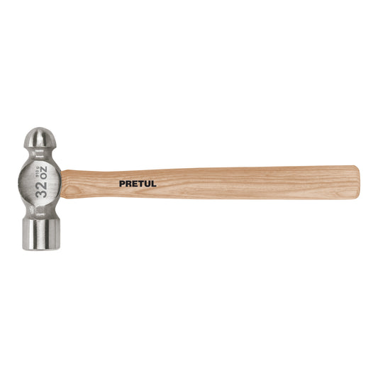 Martillo de Bola 32 oz Pretul MB-32P - Cabeza Acero Carbono Mango Madera - Herramienta Profesional Construcción Carpintería
