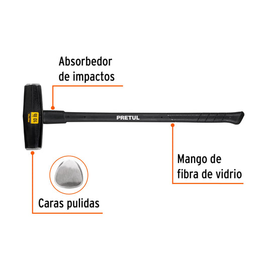 Marro Nevada 10 lbs Mango Fibra Vidrio 36" - Demolición y Golpeo Profesional MD-10MP