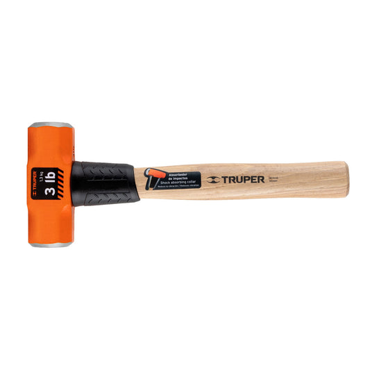 Marro Octagonal 3 lb Truper MD-3M - Cabeza Forjada Acero - Mango Madera 12 Pulgadas - Herramienta Demolición Profesional