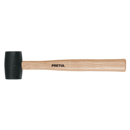 Mazo de Hule 8 oz Pretul MH-8P - Cabeza de Neopreno para Instalación de Duela y Zócalos sin Dañar Superficies - Mango de Madera Ergonómico