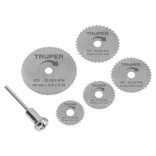 Kit de minidiscos sierra para herramienta rotativa, 5 piezas