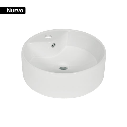 Lavabo Sobreponer Redondo Blanco Porcelana FOSET - Baño Moderno