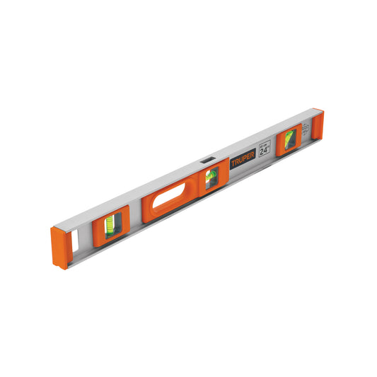 Nivel Profesional Truper 24 Pulgadas con Protección ABS - Herramienta de Precisión para Construcción y Carpintería - Gotas Reemplazables Alta Visibilidad - Modelo NP-24