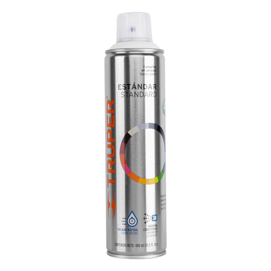 Pintura Aerosol Blanco Mate Anticorrosión 400ml - Secado Rápido para Metal Madera Plástico - TRUPER PA-BM
