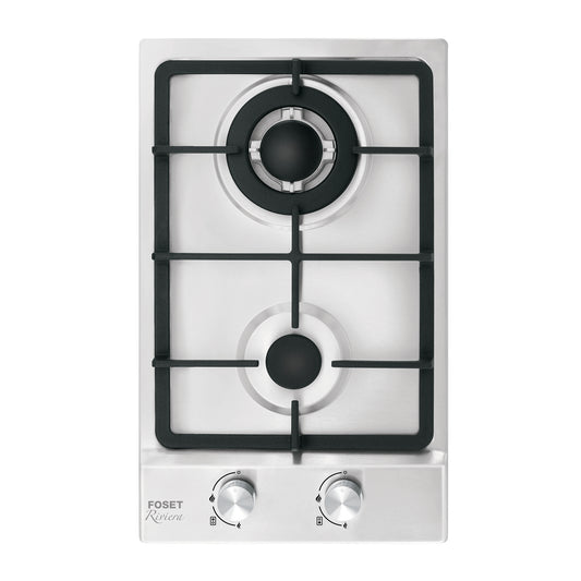 Parrilla de Gas Empotrable RIVIERA 30cm - 2 Quemadores Acero Inoxidable con Encendido Electrónico PAE-302GA