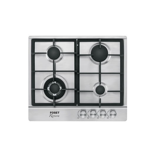 Parrilla Gas Empotrable 60cm RIVIERA 4 Quemadores Acero Inoxidable - Encendido Electrónico