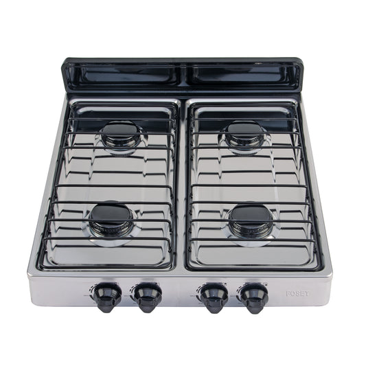Parrilla de Gas 4 Quemadores Acero Inoxidable FOSET - Sobreponer Porcelanizada Profesional