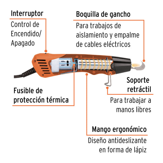 Mini Pistola de Calor 350W TRUPER PRO PISCA-AM - Solución Profesional para Manualidades y Electrónica con Temperatura 400°C y Soporte Manos Libres
