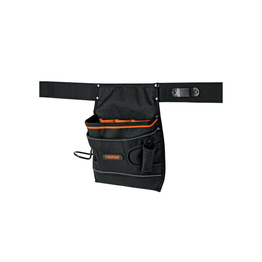 Porta Herramientas Profesional Truper 7 Compartimentos - Poliéster 600D Resistente - Organiza y Protege Tus Herramientas