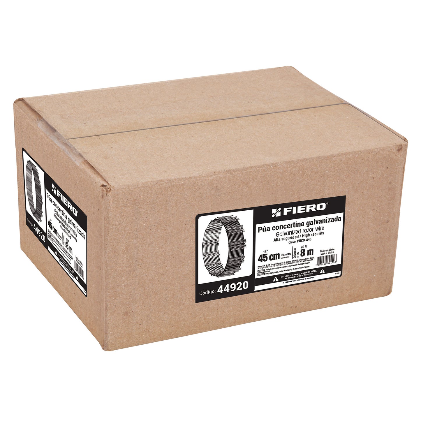 Rollo concertina alta seguridad, 45cm diámetro x 8m, Protección perimetral de predios