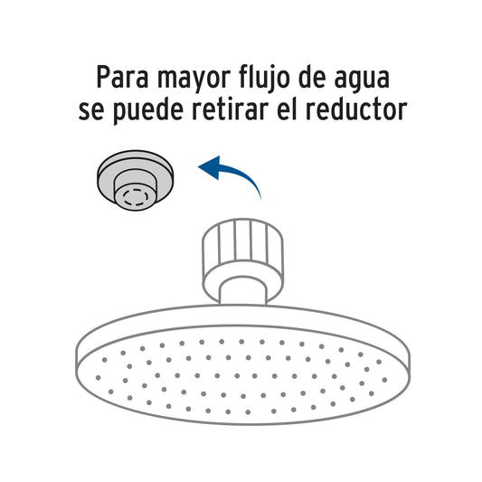 Regadera Cromo 6 Pulgadas con Brazo Ajustable FOSET ELEMENT | Plato Redondo