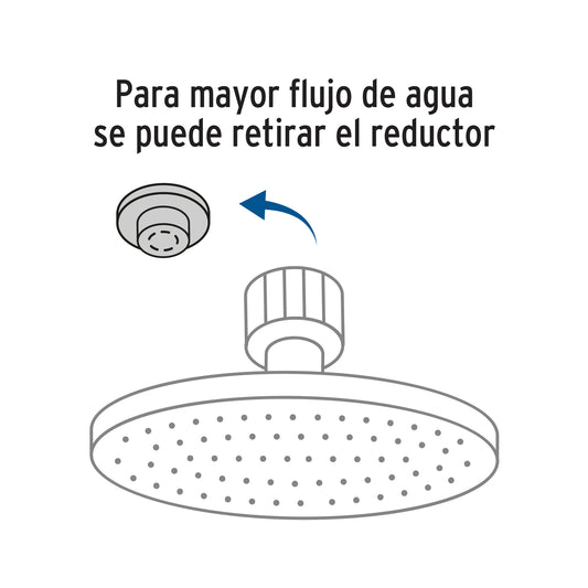 Regadera 8 Pulgadas Satín con Brazo FOSET ELEMENT | Plato Redondo