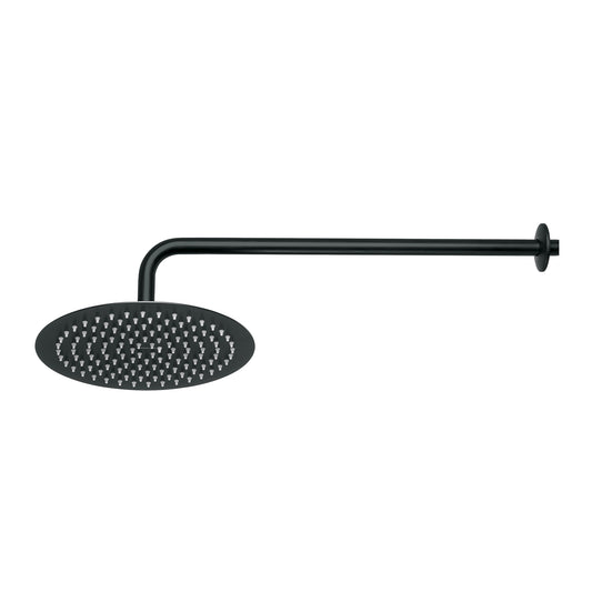 Regadera Ducha 10 Pulgadas Plato Redondo Negro FOSET RIVIERA con Brazo