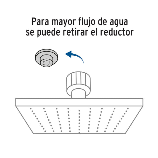 Regadera de Baño Cuadrada 6" Ajustable Negro - Brazo y Chapetón ABS - FOSET AQUA