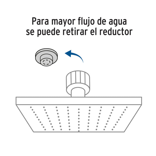 Regadera de Ducha Cuadrada 6" Cromada con Brazo Ajustable AQUA FOSET