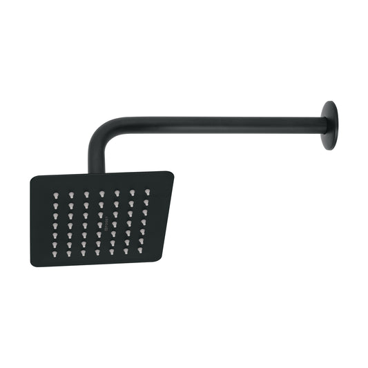 Regadera Cuadrada 6 Pulgadas Acero Inoxidable con Brazo Negro TÚBIG - Regadera de Ducha