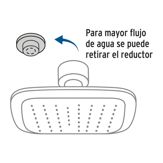 Regadera cuadrada 8", ABS, con brazo y chapetón, cromo, AERO