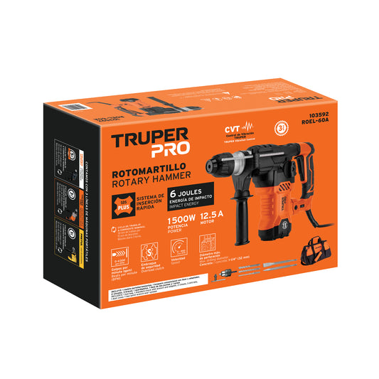 Rotomartillo SDS Plus 6 Joules, 1500W, TRUPER PRO