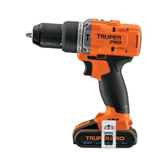 Rotomartillo Inalámbrico 20V TRUPER PRO ROTI-20A2 - Motor Brushless, 2 Velocidades, Batería 2Ah Ion Litio, Broquero Cambio Rápido