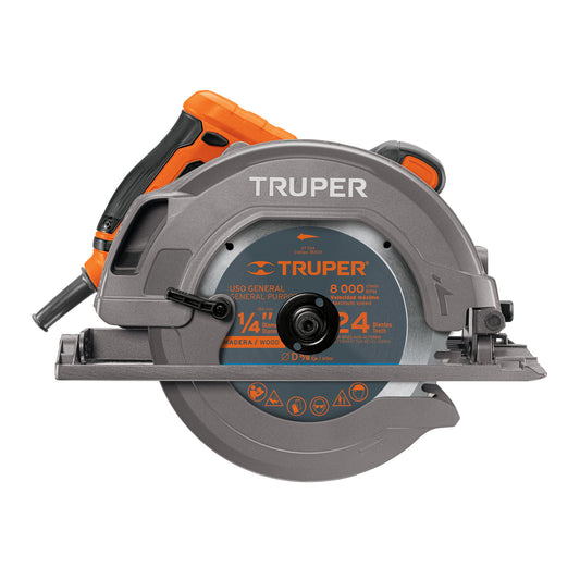 Sierra Circular 7-1/4" 1750W TRUPER PRO SICI-7-1/4A3 - Corte Preciso Madera con Motor Potente y Guía Bisel 45°